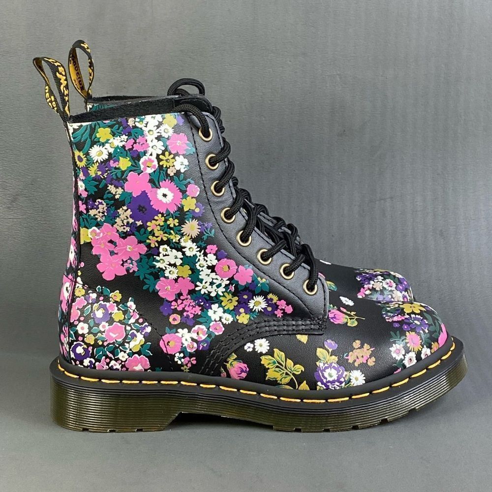 DR. MARTENS 1460 Pascal Ankle Boots Floral Print Leather shoes size 6